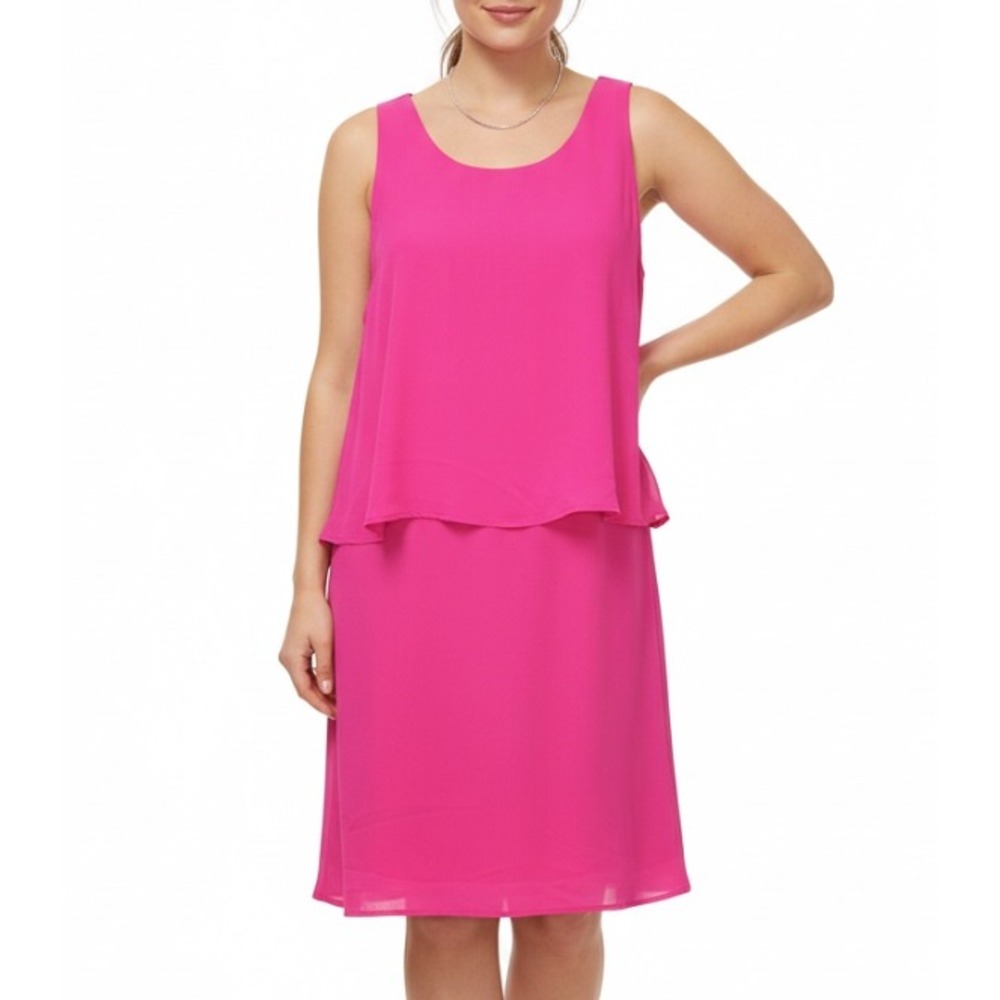 SugarLips SUGAR+LIPS Hot Pink GEORGETTE Flowy Overlay OPEN-BACK Party Dress M
